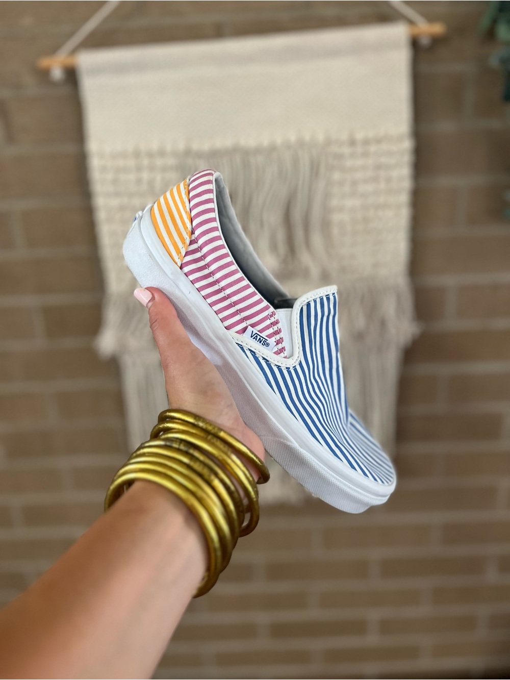 Vans Striped Slip-On in Blue, Pink & Yellow